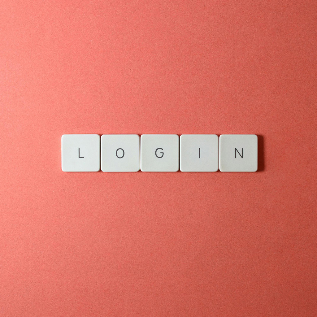 Login written in scrabble pieces